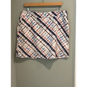 Izod Golf Womens Plaid Performance Skort White Blue Red Size 14 Activewear
